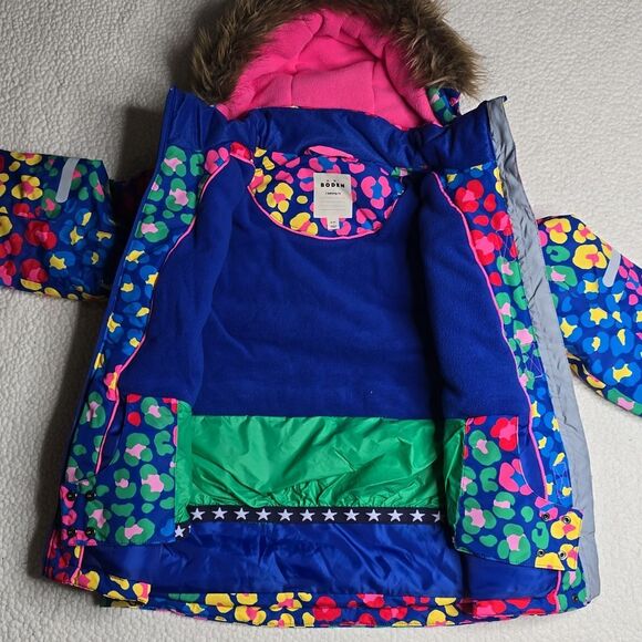 NWT Mini Boden All-weather Waterproof Coat Multi Rainbow Leopard 10-11 - Picture 4 of 7